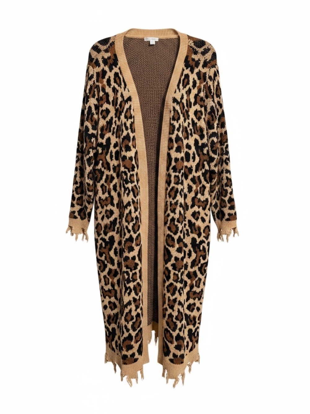 Cato Leopard-Print Open Cardigan - Tan, Black, Brown